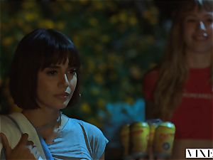 VIXEN Janice Griffith and Ivy Wolfe Sneak Into Backyard For Nighttime Pool joy
